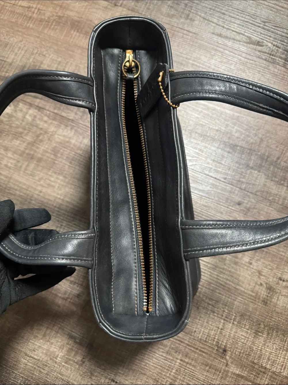 vintage black leather Coach Bleecker Satchel